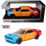 Motor Max 1/24 2018 dodge challenger srt hellcat widebody, blue/orange/red