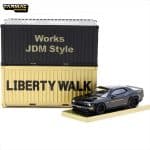 TARMAC 1/64 dodge challenger srt hellcat *lb-works* with 2 containers, black metallic