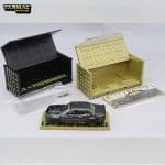 TARMAC 1/64 dodge challenger srt hellcat *lb-works* with 2 containers, black metallic - Image 4