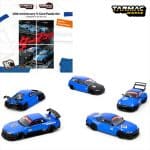TARMAC 1/64 tarmac works 10th anniversary box set, 5 model cars + trading cards combo set, black/blu