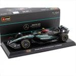 Bburago 1/24 2024 mercedes benz amg w15 #44 lewis hamilton with figure, black/silver/turquoise