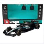 Bburago 1/43 2025 mercedes benz amg w16 #12 andrea kimi antonelli with helmet, silver/black/turquois