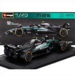 Bburago 1/43 2025 mercedes benz amg w16 #12 andrea kimi antonelli with helmet, silver/black/turquois - Image 3
