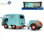 SOLIDO 1/18 2024 volkswagen t1 kool kombi with trailer, *gulf*, blue/orange - Image 2