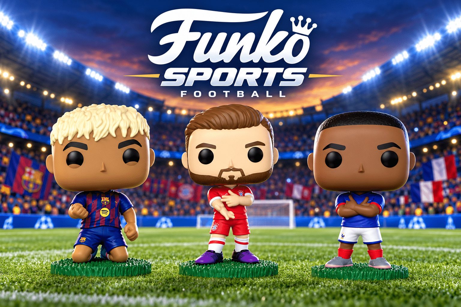 Funko Sports Football — Lamine Yamal #107, Harry Kane #97 and Kylian Mbappé #78