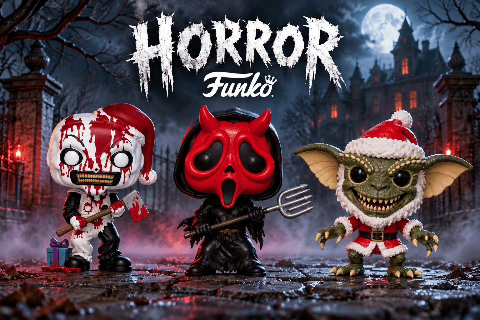 Horror Funko Pop — Art the Clown #1935, Devil Ghost Face and Stripe Holiday